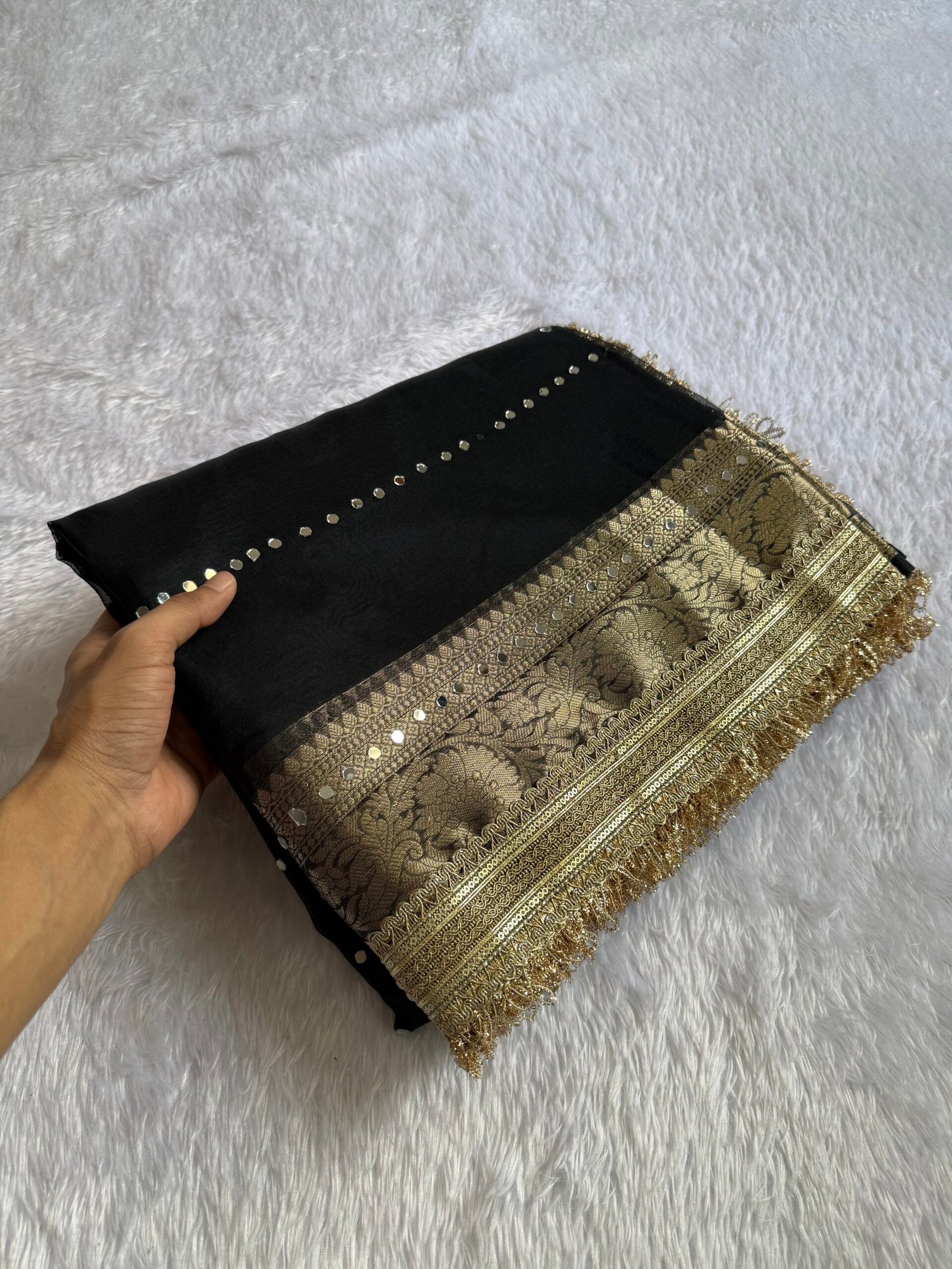 ✨ Stunning Black Organza Saree ✨